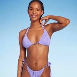 Women's Flower Charm Lurex Plisse Textured Triangle Bikini Top - Wild Fable™ -Wild Fable Shop GUEST 0bf20b16 5ddb 4f7f aa47 73e6aa5c38a4