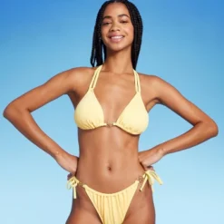 Women's Flower Charm Lurex Plisse Textured Triangle Bikini Top - Wild Fable™ -Wild Fable Shop GUEST 1b012d6b 2fa0 468a bd3b 85adc0457b7a