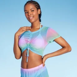 Women's Mesh Drawstring Ruched Cover Up Top - Wild Fable™ -Wild Fable Shop GUEST 1b317db4 9517 49de a898 1f376c4edc42