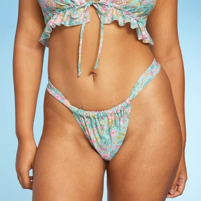 Women's Wide Strap Adjustable High Leg Bikini Bottom - Wild Fable™ Green Floral Print Women's Wide Strap Adjustable High Leg Bikini Bottom - Wild Fable™ Green Floral Print -Wild Fable Shop GUEST 1e741738 413a 4c81 a0a4 ef1758a2f7e6