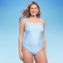 Women's Side-Cinch Detail Extra High Leg Cheeky One Piece Swimsuit - Wild Fable™ Blue -Wild Fable Shop GUEST 278c7446 ff29 41f4 af1f e908add48b56