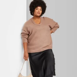 Women's V-Neck Fuzzy Oversized Pullover Sweater - Wild Fable™ -Wild Fable Shop GUEST 2f9639a9 15d2 46b0 88f1 0db762518b69