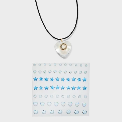 Acrylic Heart with Face Gems Pendant Necklace - Wild Fable™ Clear/Black Acrylic Heart With Face Gems Pendant Necklace - Wild Fable™ Clear/Black -Wild Fable Shop GUEST 30f4eced aa24 41a7 90cf 8c42a326ba94