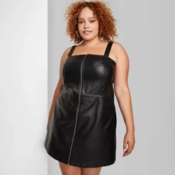 Women's Faux Leather Zip Front Mini Pinafore Dress - Wild Fable™ -Wild Fable Shop GUEST 312c92c0 f7ab 4736 884b 2d91f532d4ee