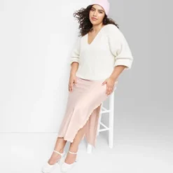 Women's Satin Lace Trim Midi Skirt - Wild Fable™ -Wild Fable Shop GUEST 351374e9 b80c 4b8c a993 5a1ec9a575df