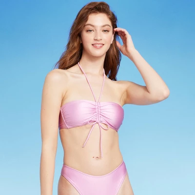 Women's Cinch-Front Halter Bandeau Bikini Top - Wild Fable™ Shiny Pink Women's Cinch-Front Halter Bandeau Bikini Top - Wild Fable™ Shiny Pink -Wild Fable Shop GUEST 3c7db49e 8900 4e59 a7a0 32042ed59f65
