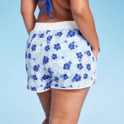 Women's 4" Inseam High Waist Lace-Up Board Shorts - Wild Fable™ Blue Floral Print -Wild Fable Shop GUEST 4841448b 5f4d 4c2b 9e59 df0fb52bc458