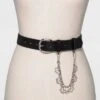 Women's New Polyurethane With Swag Chain Belt - Wild Fable™ Black