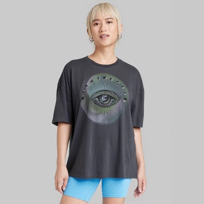 Women's Oversized Eye Graphic T-Shirt - Wild Fable™ Black