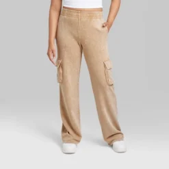 Women's High-Rise Wide Leg Fleece Cargo Pants - Wild Fableâ„¢