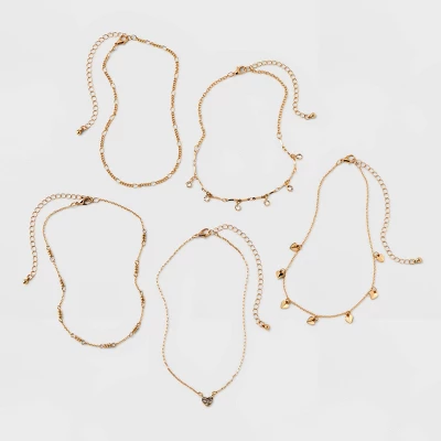 Embellished Heart Chain Choker Necklace Set 5pc - Wild Fable™ Gold Embellished Heart Chain Choker Necklace Set 5pc - Wild Fable™ Gold -Wild Fable Shop GUEST 54a6c751 cd16 49ca ac76 c073a1860c71
