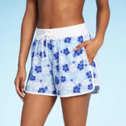 Women's 4" Inseam High Waist Lace-Up Board Shorts - Wild Fable™ Blue Floral Print -Wild Fable Shop GUEST 5597a22c 8312 4f78 b6eb 8eb592e1b60b