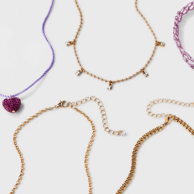 Embellished Heart Choker Necklace Set 5pc - Wild Fable™ Gold/Purple Embellished Heart Choker Necklace Set 5pc - Wild Fable™ Gold/Purple -Wild Fable Shop GUEST 56e27262 1d9e 434a 89d9 49a8198cc699