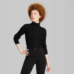 Women's Fitted Mock Turtleneck Zip-Up Cardigan - Wild Fableā¢