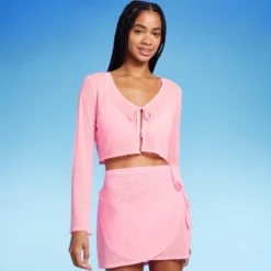 Women's Tie-Front Cropped Mesh Cover Up Cardigan - Wild Fable™ -Wild Fable Shop GUEST 7eb56840 aab6 463f a33b 68784829e296