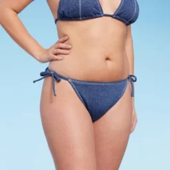 Women's Denim Textured Scoop Front High Leg Cheeky Bikini Bottom - Wild Fable™ Denim Blue -Wild Fable Shop GUEST 8821e15e 08c7 45d0 a6df 35e01531dcfb