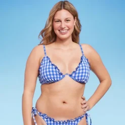 Women's Ruffle Trim Textured Underwire Bikini Top - Wild Fable™ Cobalt Blue Gingham Print -Wild Fable Shop GUEST 883afe24 3879 45e4 ac48 fa238e7aa9ec