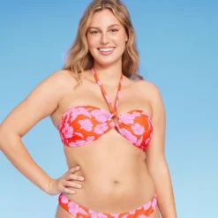 Women's Ring Front Halter Bandeau Bikini Top - Wild Fable™ Orange/Pink Tropical Print -Wild Fable Shop GUEST 90e16db9 4e33 4cf8 9a24 50bf02a3eb96
