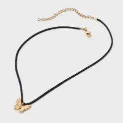 Butterfly Cord And Ear Pendant Necklace Set 2pc - Wild Fable⢠Gold