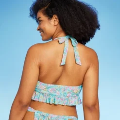 Women's Ruffle Tie-Front Halter Bikini Top - Wild Fable™ Green Floral Print -Wild Fable Shop GUEST 94e7e40f fc63 4e5c a885 b2533b3154f8