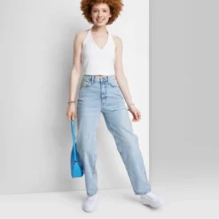Women's High-Rise 90's Relaxed Slashed Straight Jeans - Wild Fable™ Light Wash -Wild Fable Shop GUEST 98b5eb66 27b1 4604 a66d 1c3aac4ab20b
