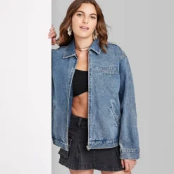 Women's Boxy Zip-Up Denim Jacket - Wild Fable™ Blue Denim -Wild Fable Shop GUEST a8b348ff 50a1 4816 8b03 50879dd91262