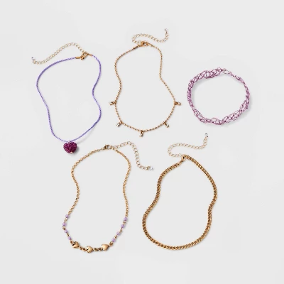 Embellished Heart Choker Necklace Set 5pc - Wild Fable™ Gold/Purple Embellished Heart Choker Necklace Set 5pc - Wild Fable™ Gold/Purple -Wild Fable Shop GUEST a97440b9 0191 4d37 a102 ea6455860526