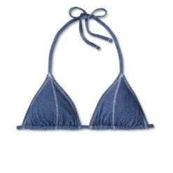 Women's Denim Textured Triangle Bikini Top - Wild Fable™ Denim Blue -Wild Fable Shop GUEST ac1aa9ae 97bf 4e91 b382 0beb69ad8141