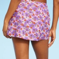 Women's Side-Slit Skirt Swimsuit Cover Up - Wild Fable™ Purple Floral Print
