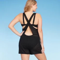 Women's Crochet Cover Up Romper - Wild Fable™ Black
