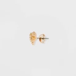 Heart And Beaded Cubic Zirconia Flower Stud Earring Set 18pc - Wild Fable™ Gold