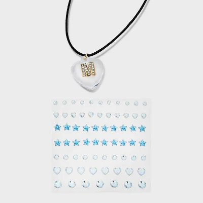 Acrylic Heart with Face Gems Pendant Necklace - Wild Fable™ Clear/Black Acrylic Heart With Face Gems Pendant Necklace - Wild Fable™ Clear/Black -Wild Fable Shop GUEST ca1856fc d188 45a5 8ceb 68e20f39b176