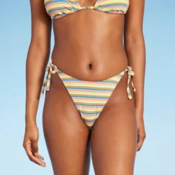 Women's Ribbed Extra Cheeky Extra High Leg Bikini Bottom - Wild Fable™ Blue/Green/Pink Striped -Wild Fable Shop GUEST cde0c2b7 d88e 4092 b71e 019d31e70245