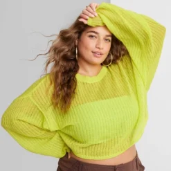 Women's Crewneck Open Knit Cropped Pullover - Wild Fable™ -Wild Fable Shop GUEST d20e7f1e 6cd5 4942 83f1 12abbdb6b688
