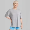Women's Oversized Not Serious Graphic T-Shirt - Wild Fable™ Gray