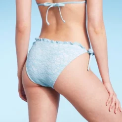 Women's Lace Detail Side-Tie Cheeky Bikini Bottom - Wild Fable™ Blue