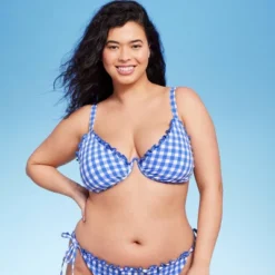 Women's Ruffle Trim Textured Underwire Bikini Top - Wild Fable™ Cobalt Blue Gingham Print -Wild Fable Shop GUEST d883a899 df36 4ead ac6e d9d2cfe69ece