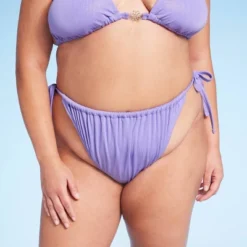 Women's Side-Tie Extra Cheeky High Leg Lurex Plisse Textured Bikini Bottom - Wild Fable™ Purple -Wild Fable Shop GUEST e2d3c877 652a 4d70 b2aa bc9b9795ed84