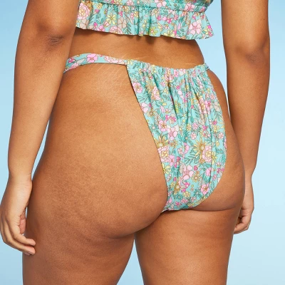 Women's Wide Strap Adjustable High Leg Bikini Bottom - Wild Fable™ Green Floral Print Women's Wide Strap Adjustable High Leg Bikini Bottom - Wild Fable™ Green Floral Print -Wild Fable Shop GUEST eb08b05e ba88 48b9 82e5 5ca2039cea18