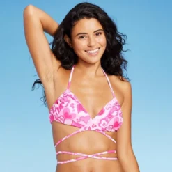 Women's Wrap Bralette Bikini Top - Wild Fable™ Pink Heart Print -Wild Fable Shop GUEST eb3c37b7 db8c 4a65 8510 17cf5cec9730
