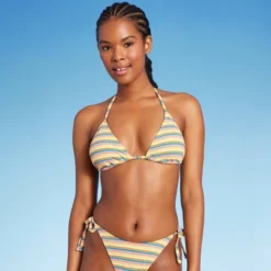Women's Ribbed Triangle Bikini Top - Wild Fable™ Blue/Green/Pink Striped -Wild Fable Shop GUEST ec3ffaf7 c9f8 4ee3 b5aa f4ba5960abfd