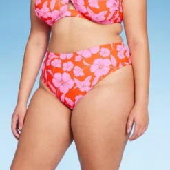 Women's High Leg Extra Cheeky Low-Rise Bikini Bottom - Wild Fable™ Orange/Pink Tropical Print -Wild Fable Shop GUEST ee681f11 e039 4acc 9ace ba724255f4a7