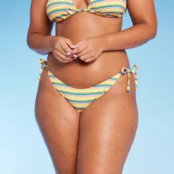 Women's Ribbed Extra Cheeky Extra High Leg Bikini Bottom - Wild Fable™ Blue/Green/Pink Striped -Wild Fable Shop GUEST f4d2aa09 f7d1 4446 9ff9 74042ff986f1