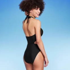 Women's Cross Front Halter One Piece Swimsuit - Wild Fable™