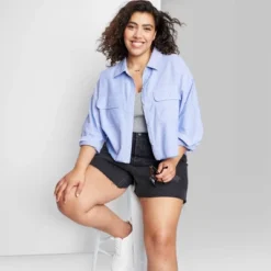 Women's Long Sleeve Cropped Button-Down Shirt - Wild Fable™ -Wild Fable Shop GUEST ffe1745a 11bf 40f0 9355 d217890561c1